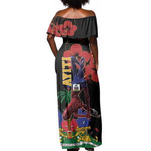 Afro-Haitians Negre Marron Off Shoulder Maxi Dress Libete Egalite Fratenite - African Pride