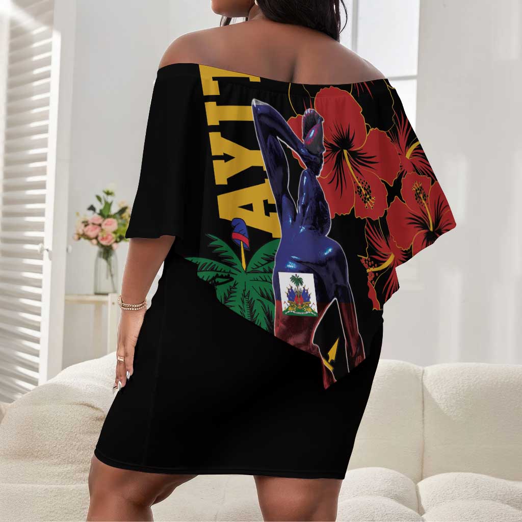 Afro-Haitians Negre Marron Off Shoulder Short Dress Libete Egalite Fratenite - African Pride