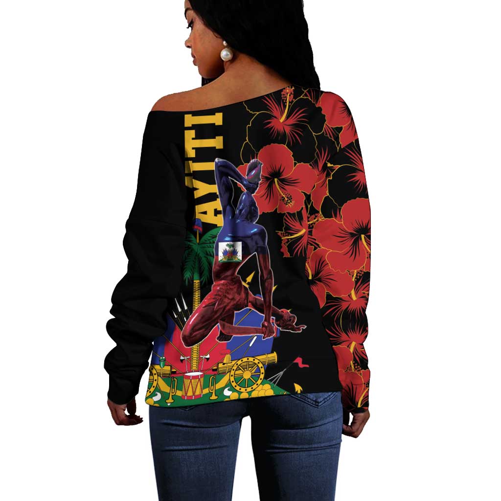 Afro-Haitians Negre Marron Off Shoulder Sweater Libete Egalite Fratenite - African Pride