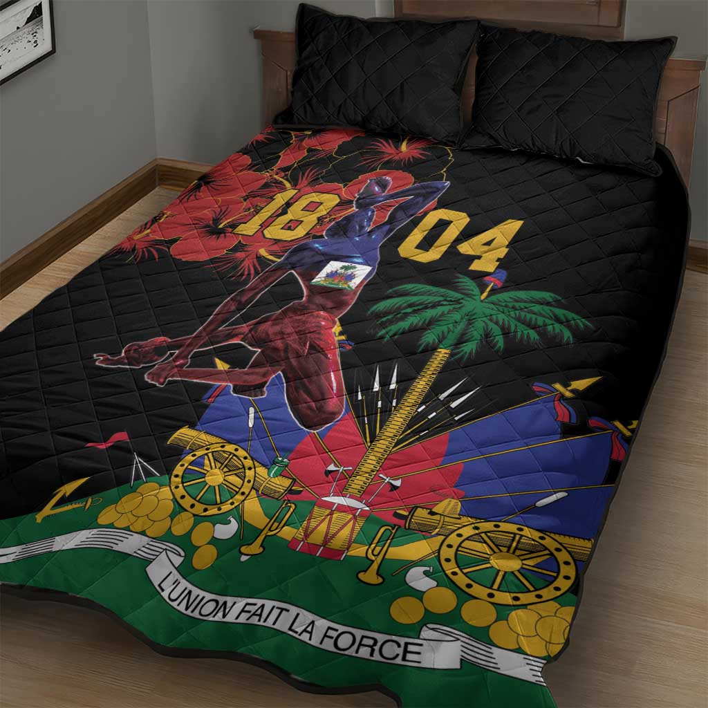 Afro-Haitians Negre Marron Quilt Bed Set Libete Egalite Fratenite - African Pride