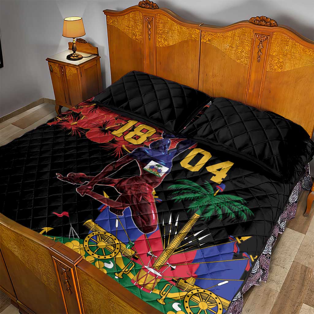 Afro-Haitians Negre Marron Quilt Bed Set Libete Egalite Fratenite - African Pride