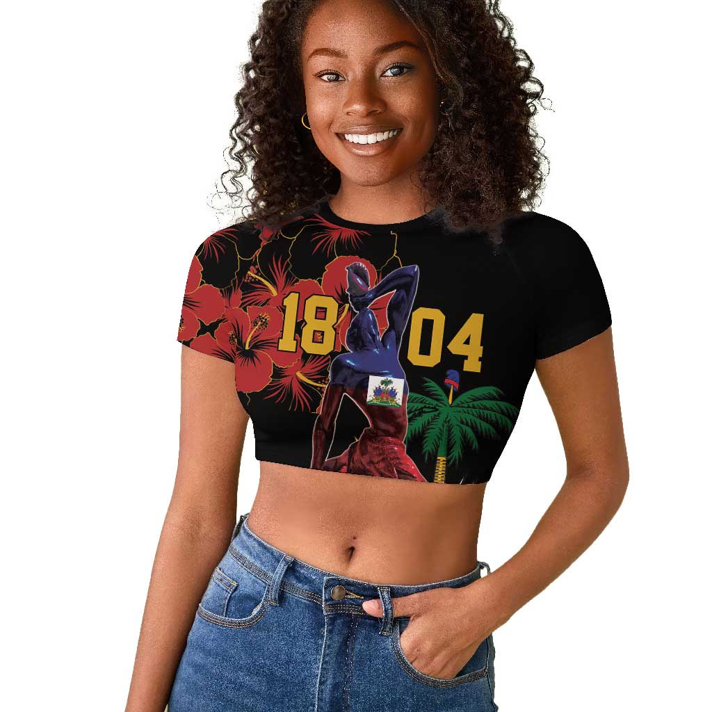 Afro-Haitians Negre Marron Raglan Cropped T shirt Libete Egalite Fratenite - African Pride