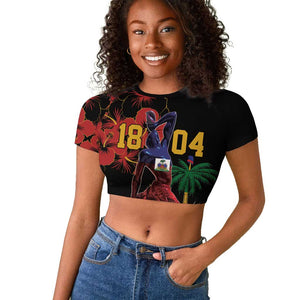 Afro-Haitians Negre Marron Raglan Cropped T shirt Libete Egalite Fratenite - African Pride