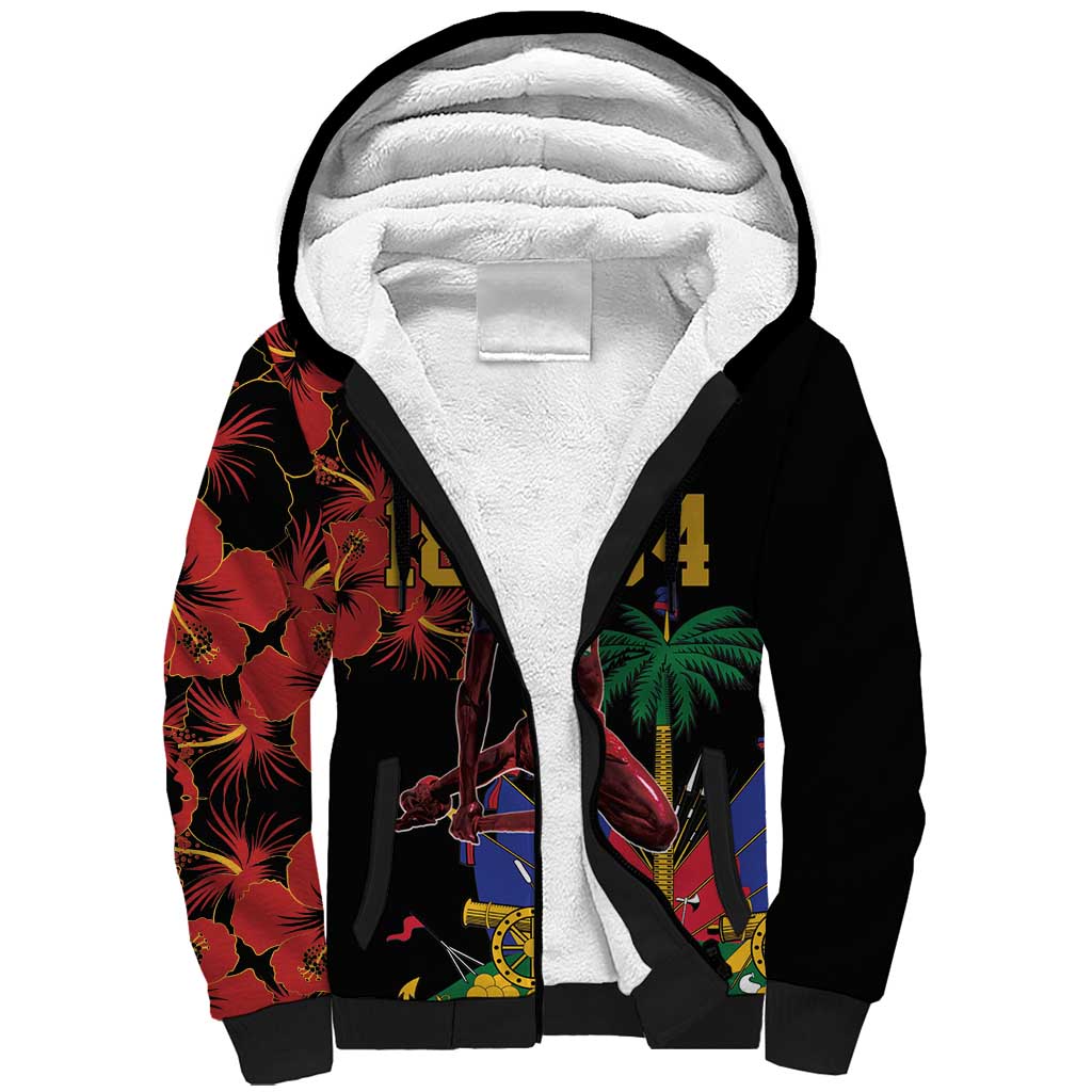 Afro-Haitians Negre Marron Sherpa Hoodie Libete Egalite Fratenite - African Pride