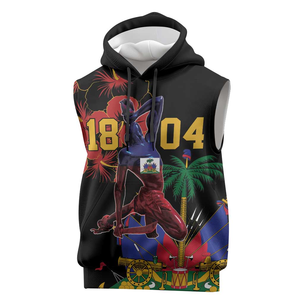 Afro-Haitians Negre Marron Sleeveless Hoodie Libete Egalite Fratenite - African Pride