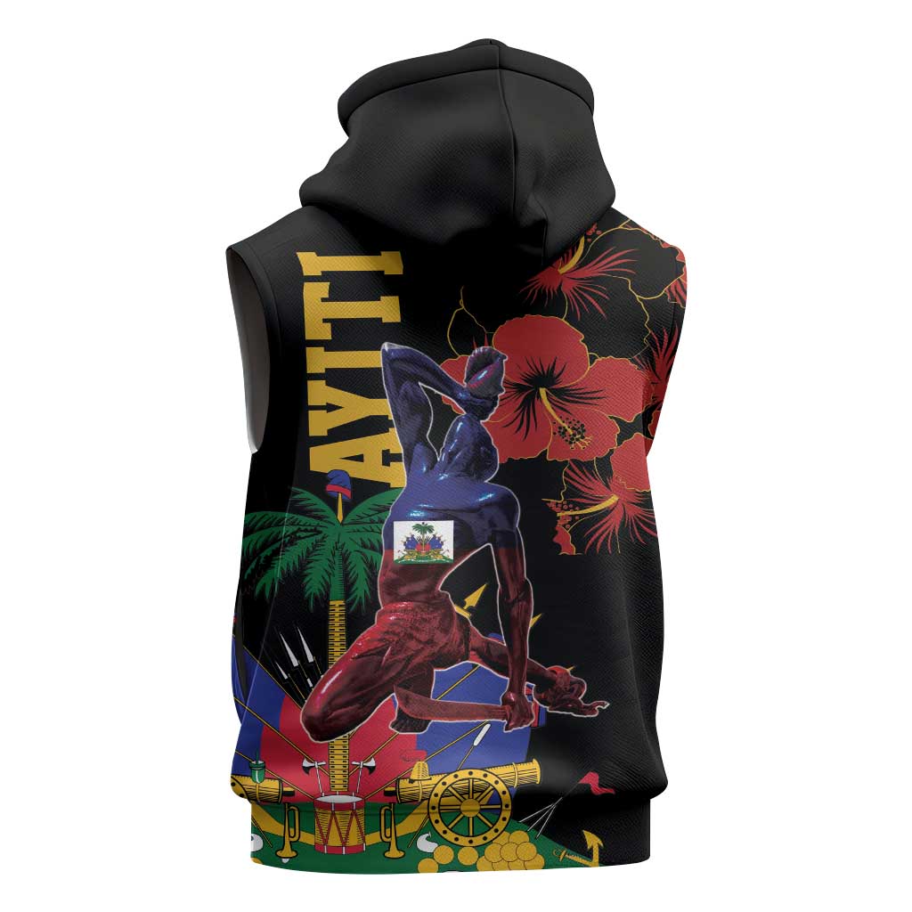 Afro-Haitians Negre Marron Sleeveless Hoodie Libete Egalite Fratenite - African Pride