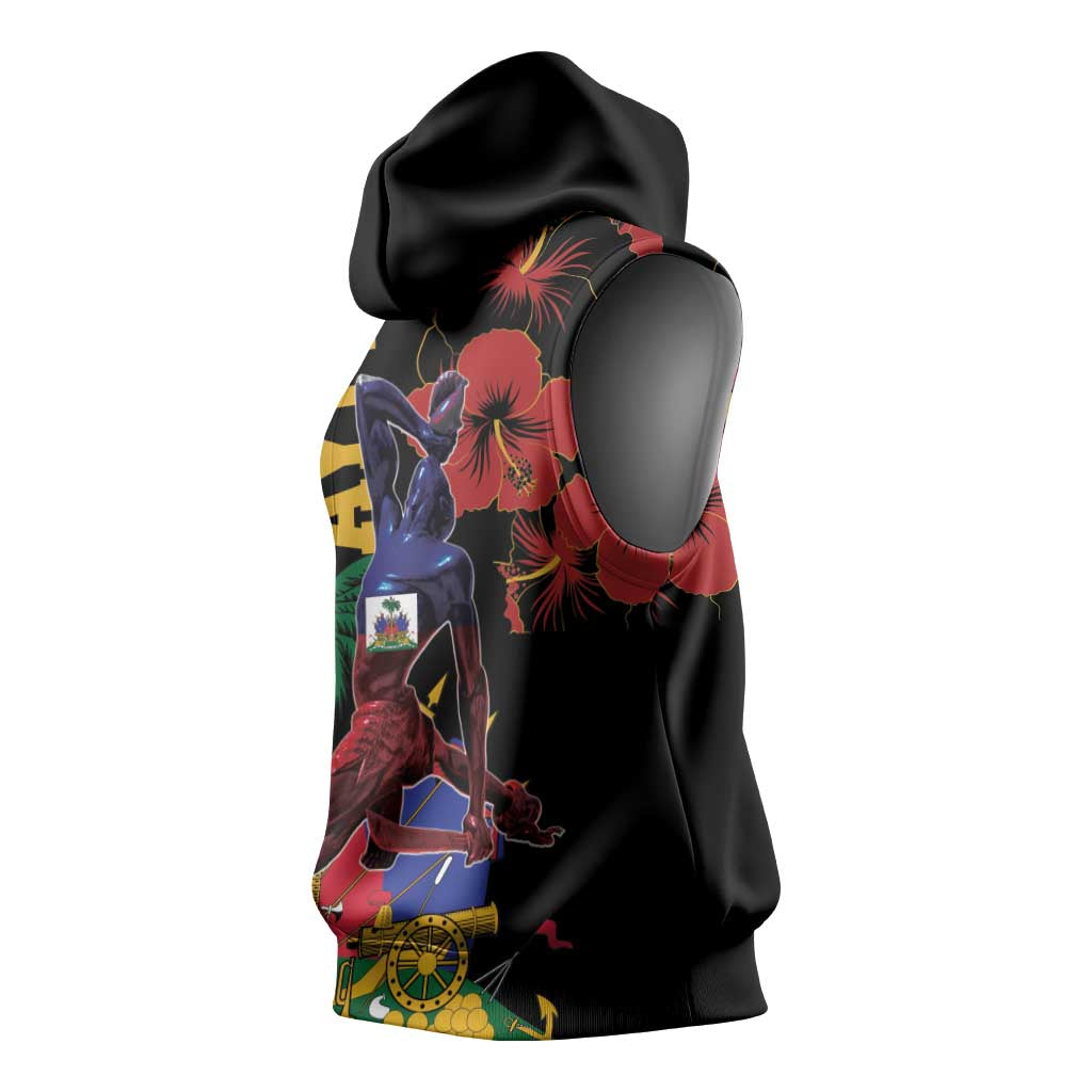 Afro-Haitians Negre Marron Sleeveless Hoodie Libete Egalite Fratenite - African Pride