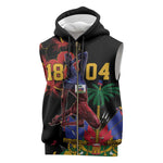 Afro-Haitians Negre Marron Sleeveless Zip Hoodie Libete Egalite Fratenite - African Pride