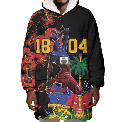 Afro-Haitians Negre Marron Wearable Blanket Hoodie Libete Egalite Fratenite - African Pride