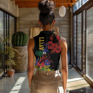 Afro-Haitians Negre Marron Women Sleeveless Polo Shirt Libete Egalite Fratenite - African Pride