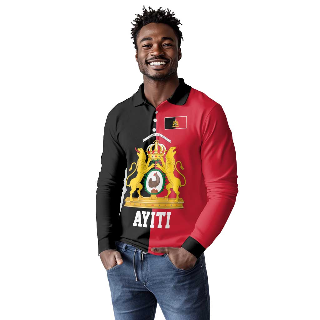 First Empire Afro-Haitians 1804-1806 Long Sleeve Polo Shirt Liberte ou la Mort - African Pride