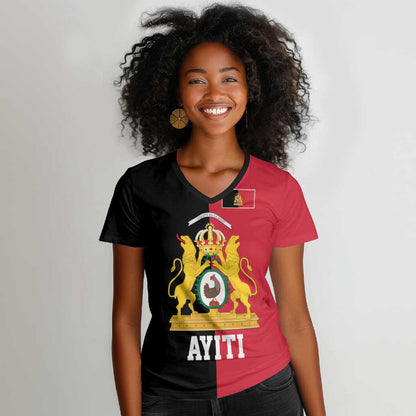 First Empire Afro-Haitians 1804-1806 Women V-Neck T-Shirt Liberte ou la Mort - African Pride