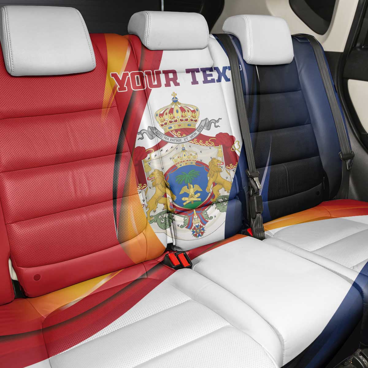 Personalized Second Empire Afro-Haitians 1849-1859 Back Car Seat Cover Dieu Ma Patrie Et Mon Epee - African Pride