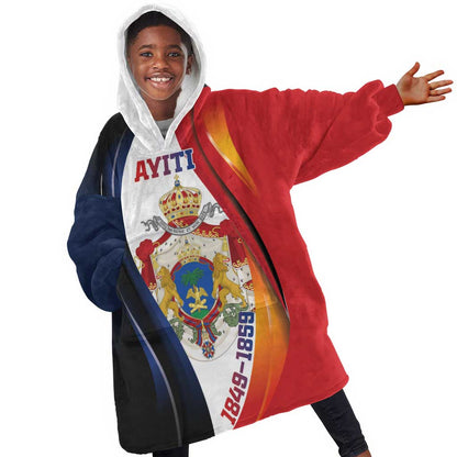 Personalized Second Empire Afro-Haitians 1849-1859 Kid Wearable Blanket Hoodie Dieu Ma Patrie Et Mon Epee - African Pride
