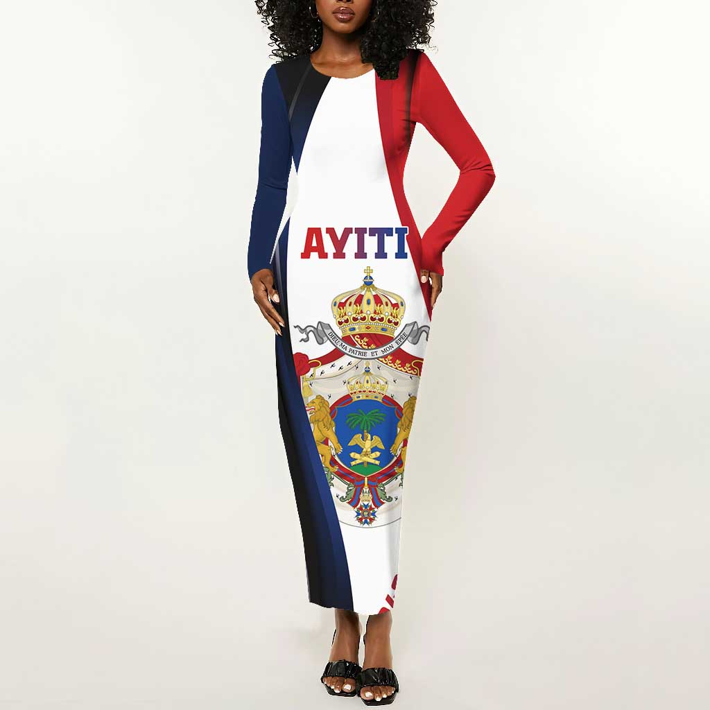Personalized Second Empire Afro-Haitians 1849-1859 Long Sleeve Bodycon Dress Dieu Ma Patrie Et Mon Epee - African Pride