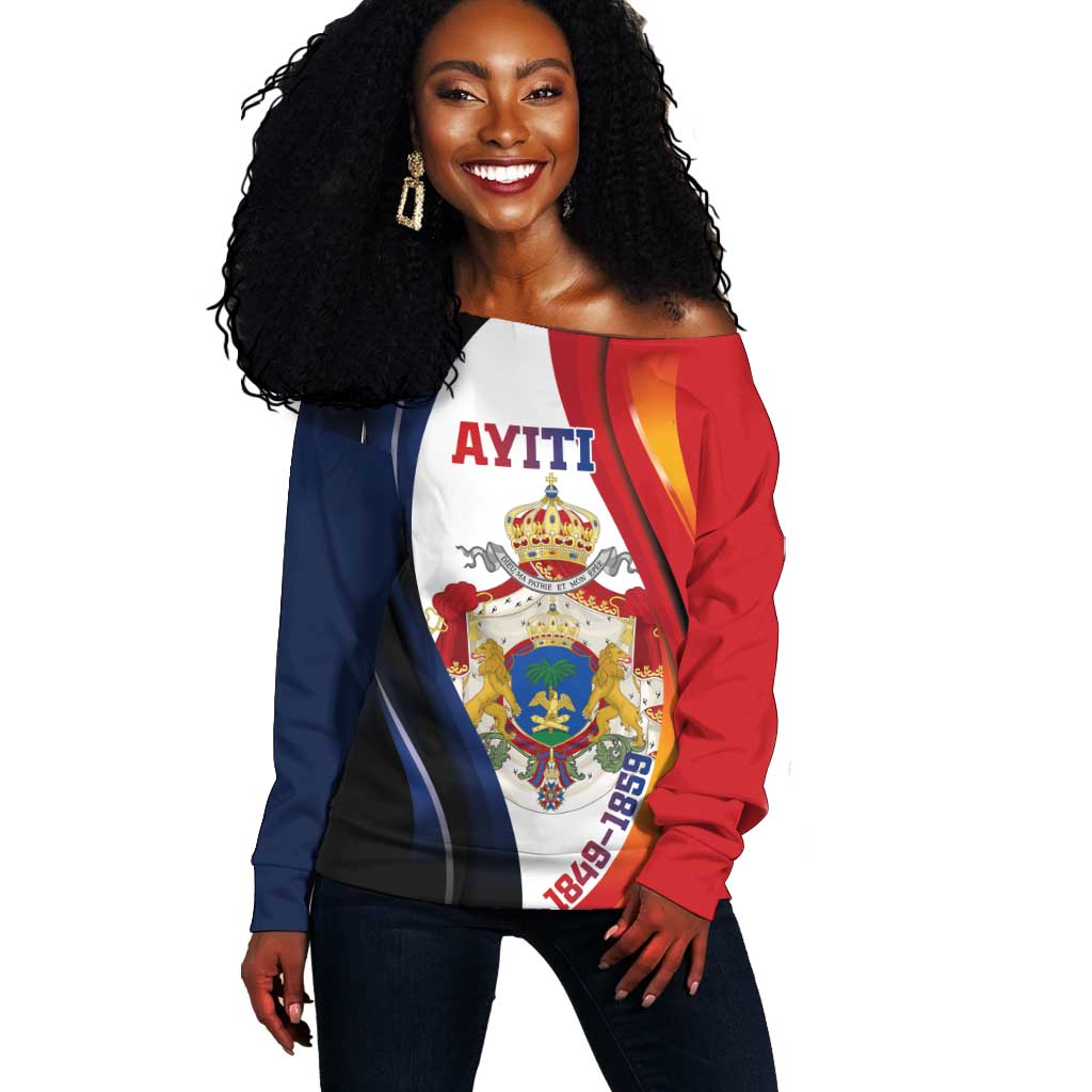 Personalized Second Empire Afro-Haitians 1849-1859 Off Shoulder Sweater Dieu Ma Patrie Et Mon Epee - African Pride