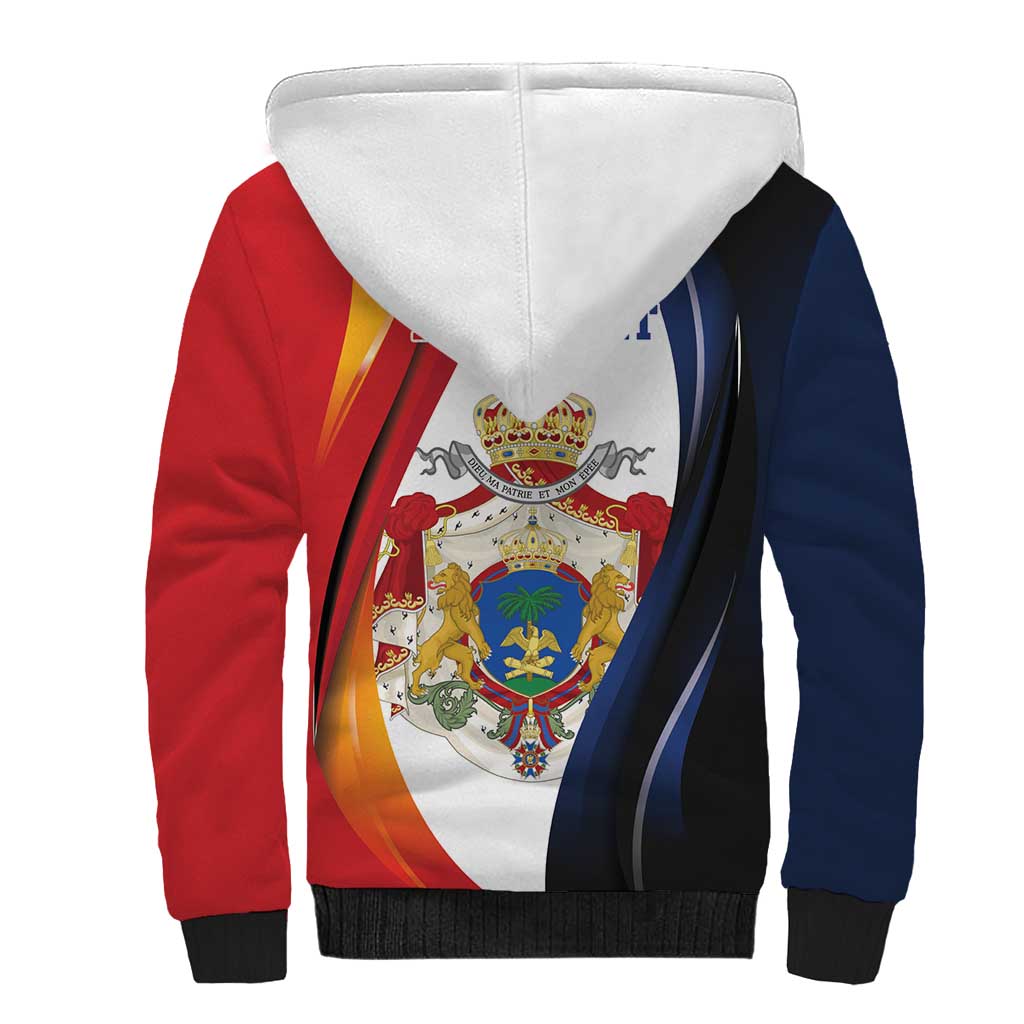 Personalized Second Empire Afro-Haitians 1849-1859 Sherpa Hoodie Dieu Ma Patrie Et Mon Epee - African Pride