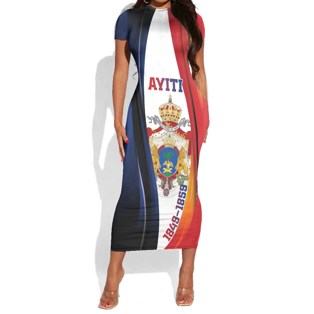 Personalized Second Empire Afro-Haitians 1849-1859 Short Sleeve Bodycon Dress Dieu Ma Patrie Et Mon Epee - African Pride