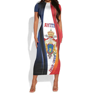 Personalized Second Empire Afro-Haitians 1849-1859 Short Sleeve Bodycon Dress Dieu Ma Patrie Et Mon Epee - African Pride