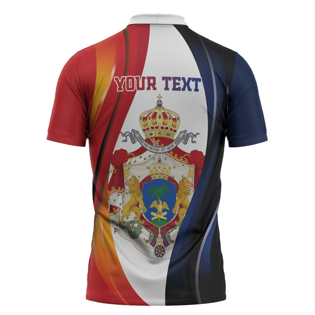 Personalized Second Empire Afro-Haitians 1849-1859 Zipper Polo Shirt Dieu Ma Patrie Et Mon Epee