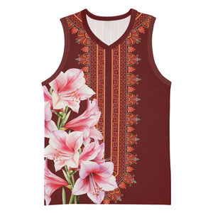 Africa Dashiki Basketball Jersey With Belladonna Lily - African Pride