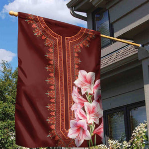 Africa Dashiki Garden Flag With Belladonna Lily
