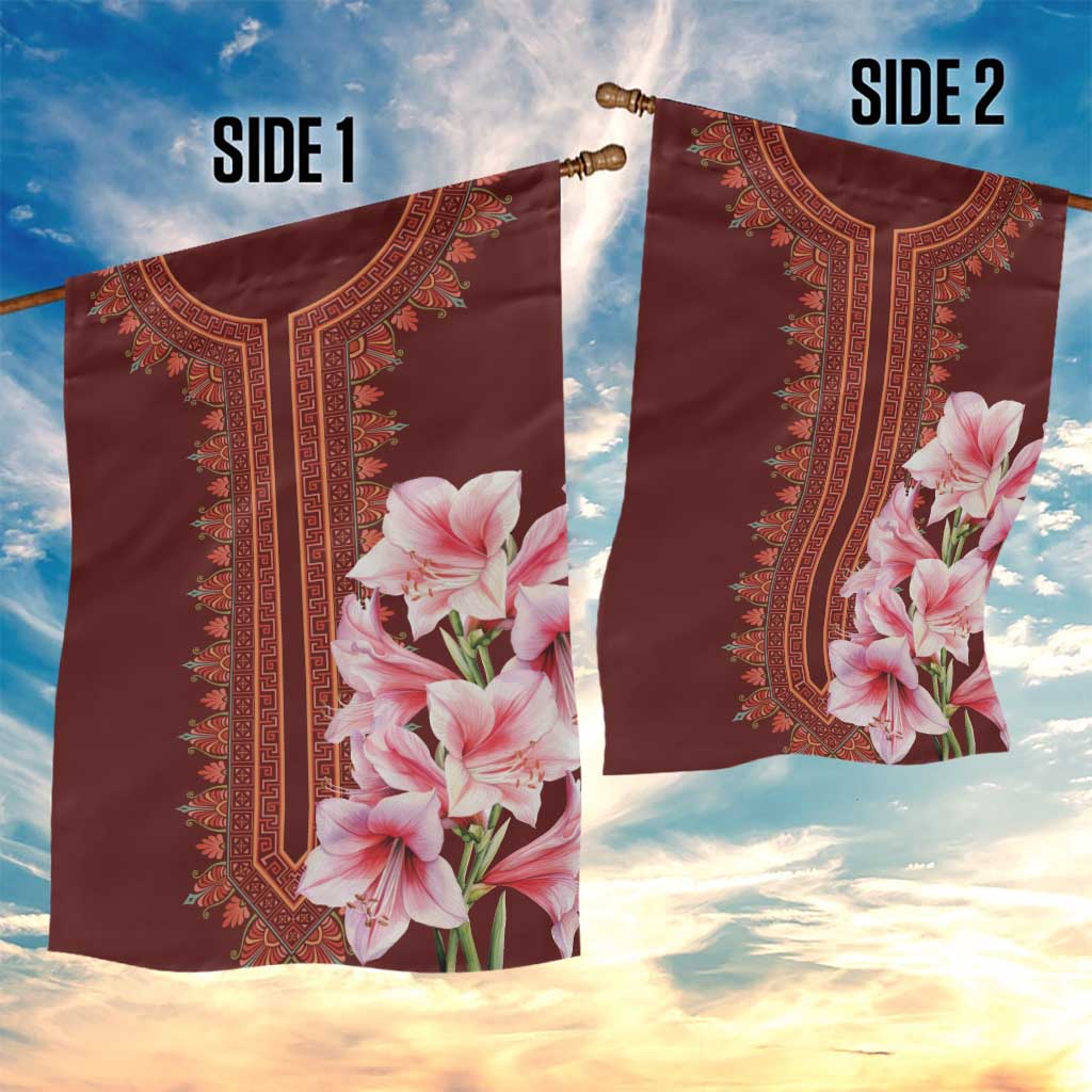 Africa Dashiki Garden Flag With Belladonna Lily