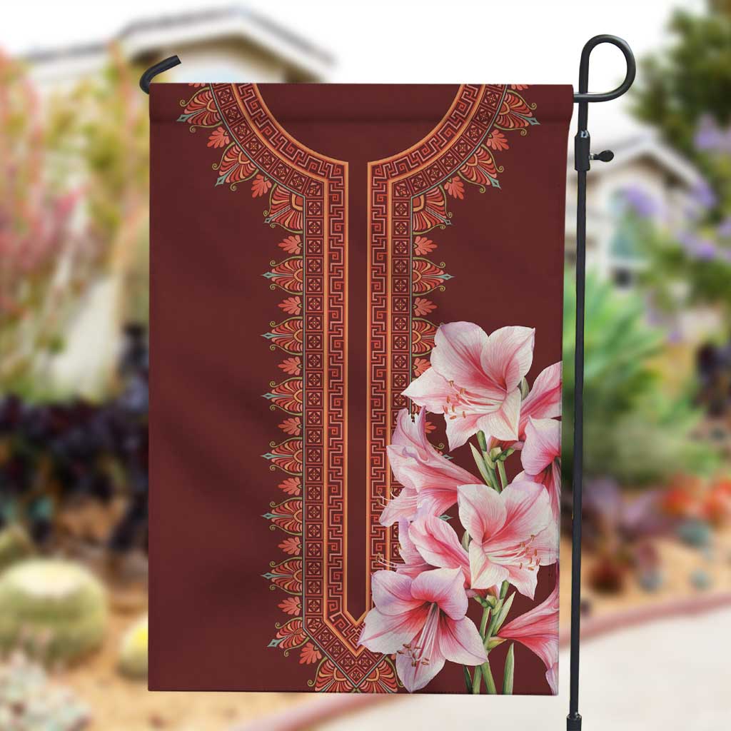 Africa Dashiki Garden Flag With Belladonna Lily