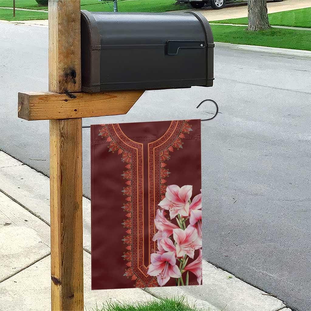 Africa Dashiki Garden Flag With Belladonna Lily