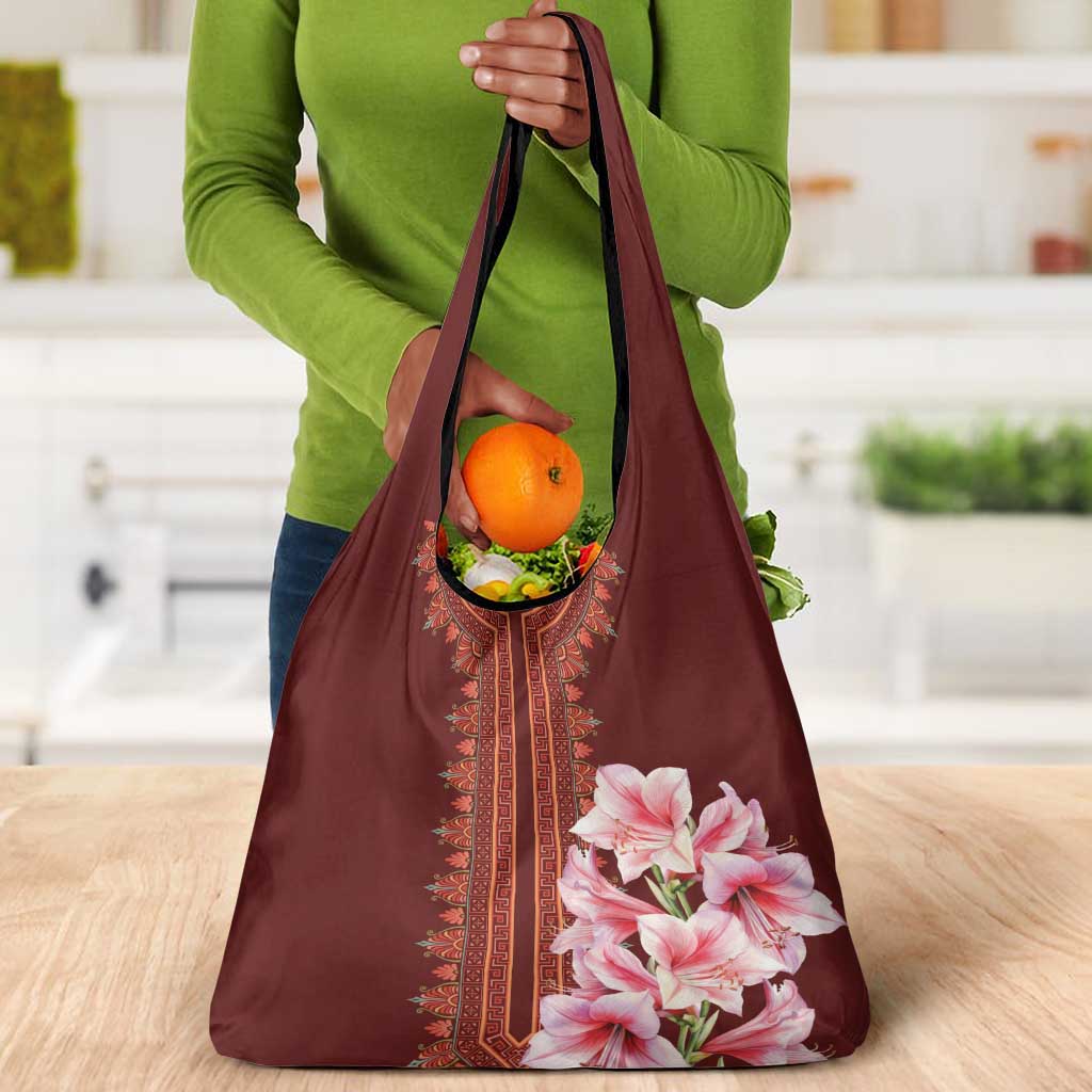 Africa Dashiki Grocery Bag With Belladonna Lily