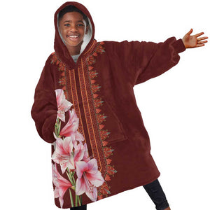 Africa Dashiki KId Wearable Blanket Hoodie With Belladonna Lily