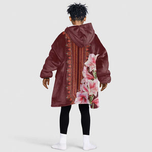 Africa Dashiki KId Wearable Blanket Hoodie With Belladonna Lily