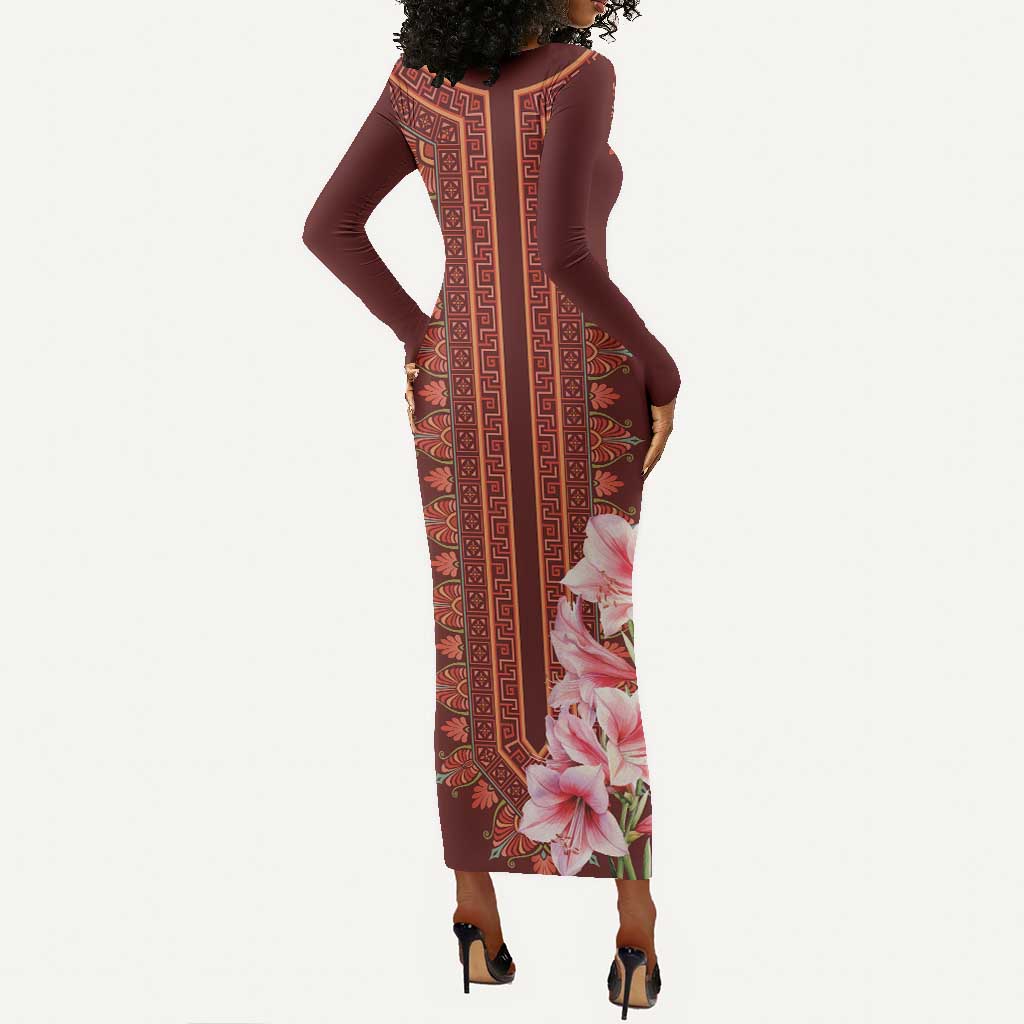 Africa Dashiki Long Sleeve Bodycon Dress With Belladonna Lily LT18