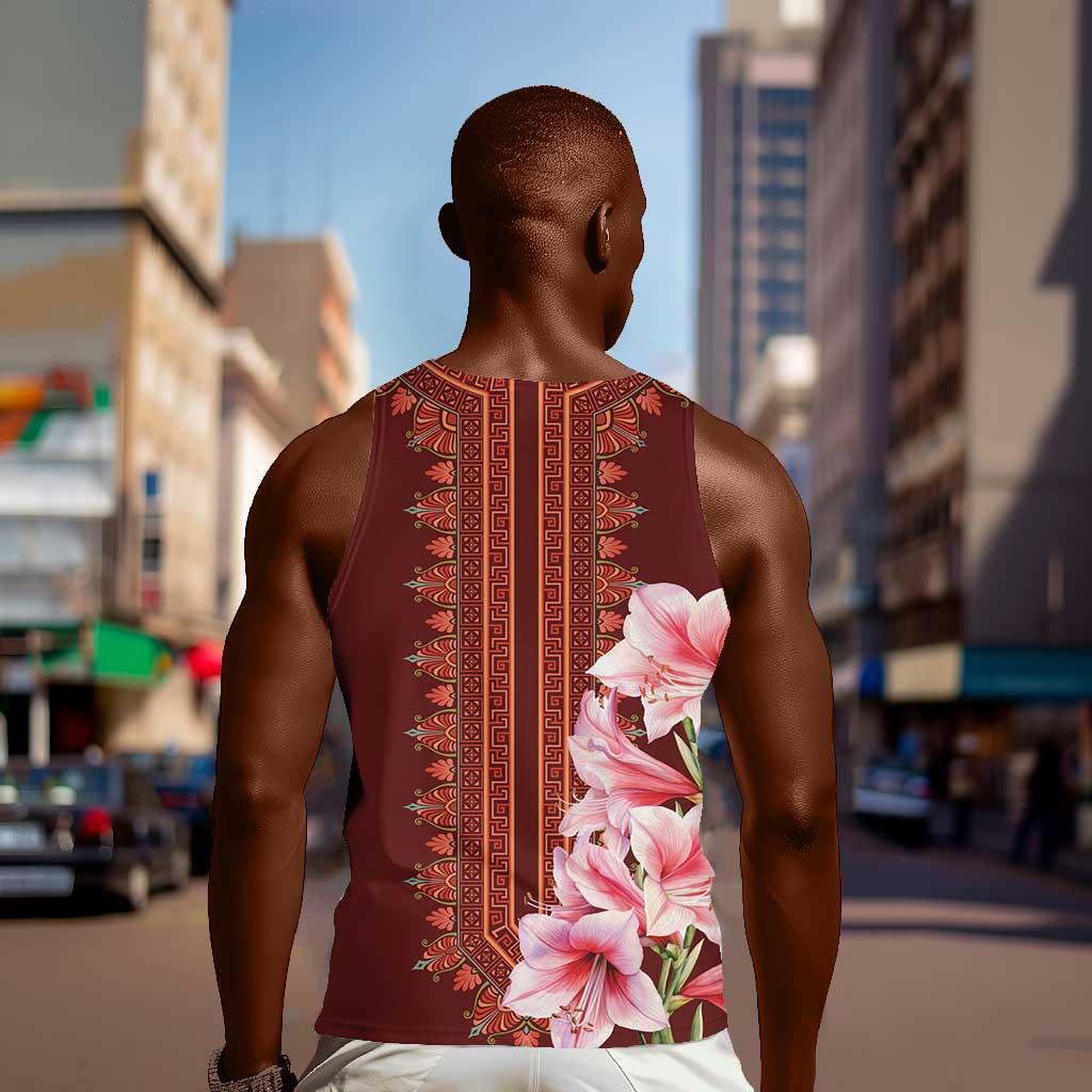 Africa Dashiki Men Tank Top With Belladonna Lily