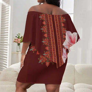 Africa Dashiki Off Shoulder Short Dress With Belladonna Lily LT18
