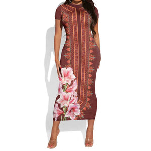 Africa Dashiki Short Sleeve Bodycon Dress With Belladonna Lily LT18