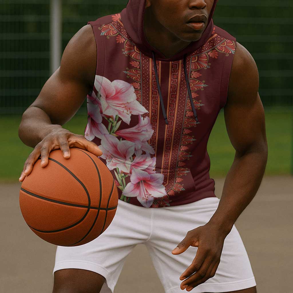 Africa Dashiki Sleeveless Hoodie With Belladonna Lily - African Pride