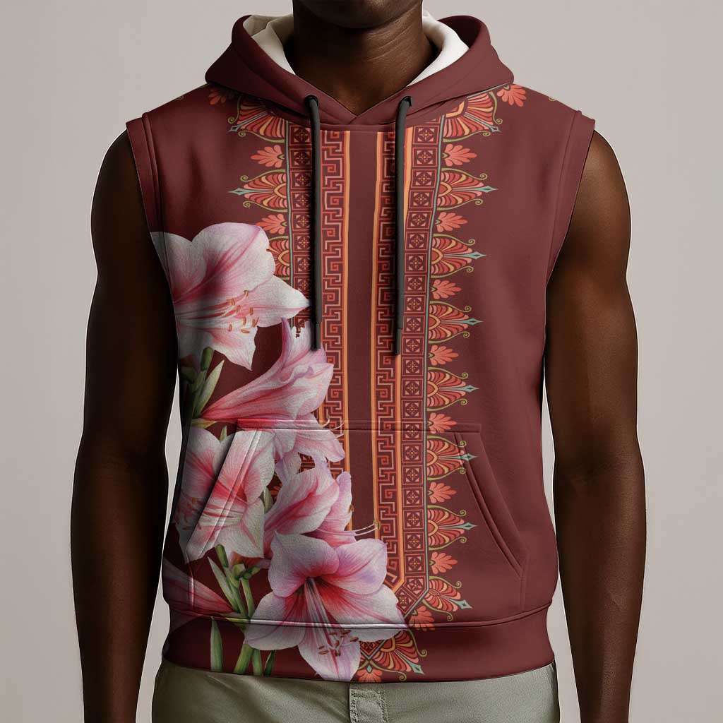 Africa Dashiki Sleeveless Hoodie With Belladonna Lily - African Pride