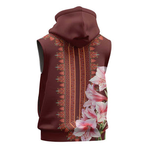 Africa Dashiki Sleeveless Zip Hoodie With Belladonna Lily - African Pride