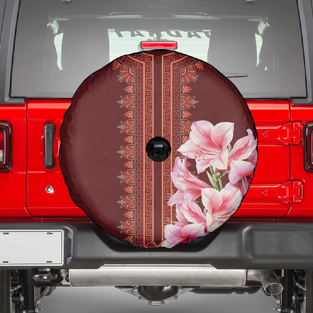 Africa Dashiki Spare Tire Cover With Belladonna Lily
