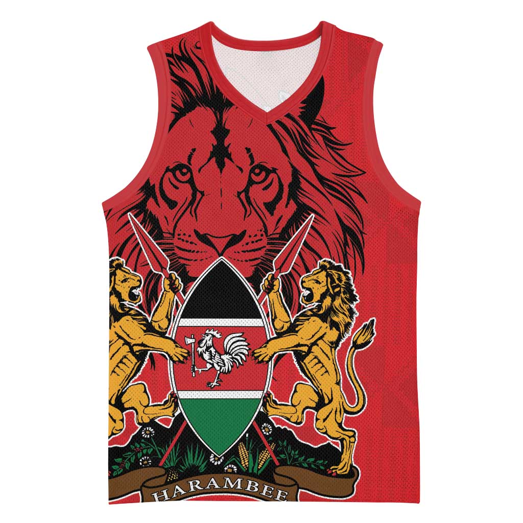 Kenya Basketball Jersey Coat Of Arms With Kente Patterns - African Pride