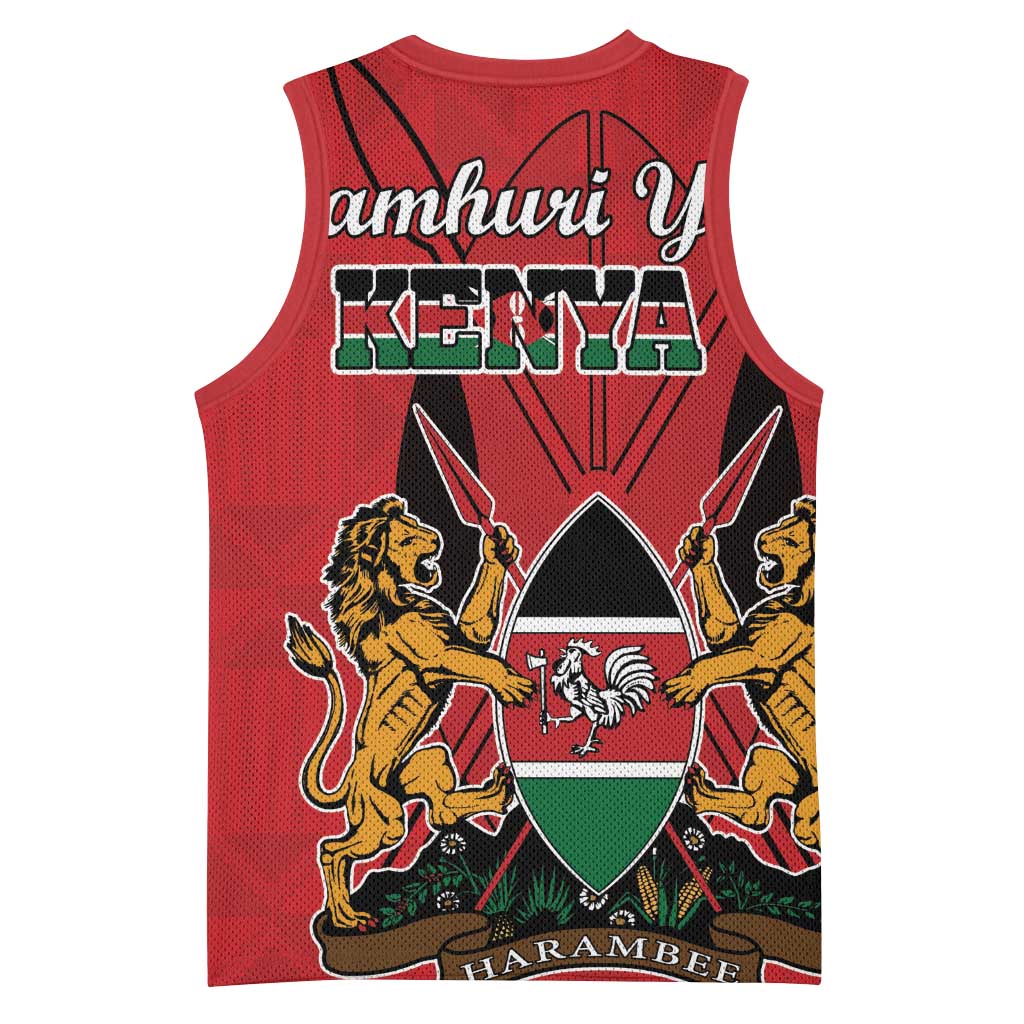 Kenya Basketball Jersey Coat Of Arms With Kente Patterns LT18