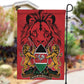 Kenya Garden Flag Coat Of Arms With Kente Patterns