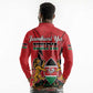 Kenya Long Sleeve Polo Shirt Coat Of Arms With Kente Patterns