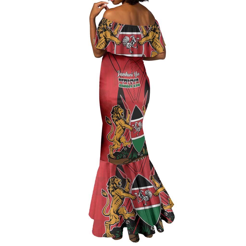 Kenya Mermaid Dress Coat Of Arms With Kente Patterns