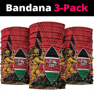 Kenya Neck Gaiter Coat Of Arms With Kente Patterns - African Pride