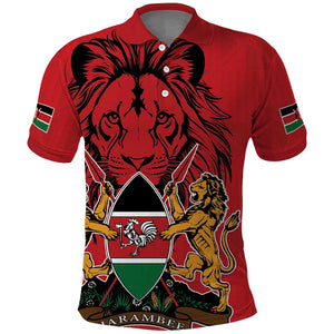 Kenya Polo Shirt Coat Of Arms With Kente Patterns
