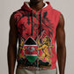 Kenya Sleeveless Zip Hoodie Coat Of Arms With Kente Patterns - African Pride