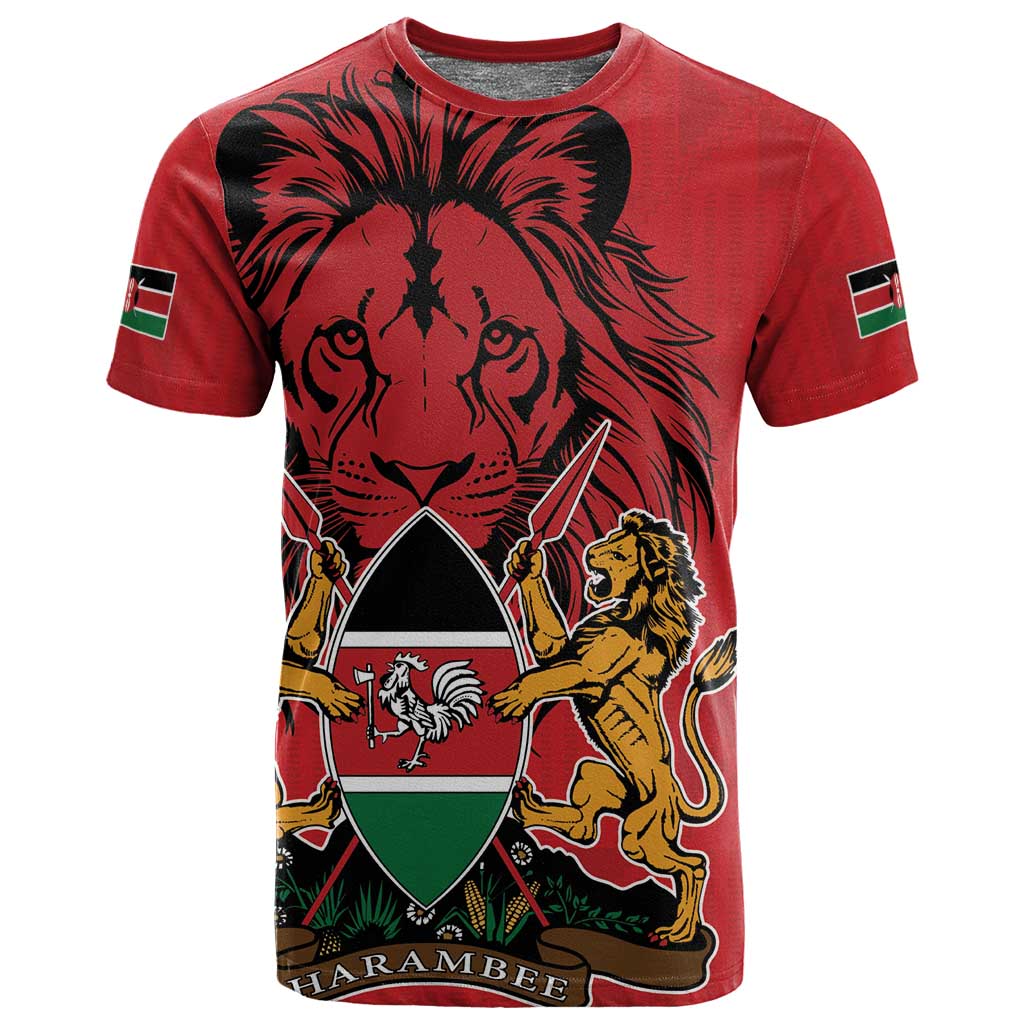 Kenya T shirt Coat Of Arms With Kente Patterns