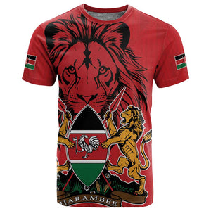 Kenya T shirt Coat Of Arms With Kente Patterns
